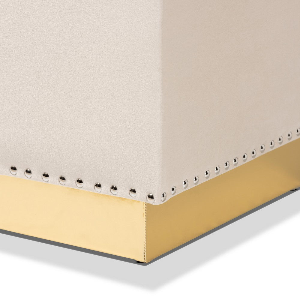 Baxton Studio - Powell Ottoman in Beige/gold - WS-2019-Beige Velvet/Gold-Otto view 6