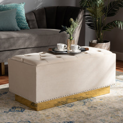 Baxton Studio - Powell Ottoman in Beige/gold - WS-2019-Beige Velvet/Gold-Otto view 7