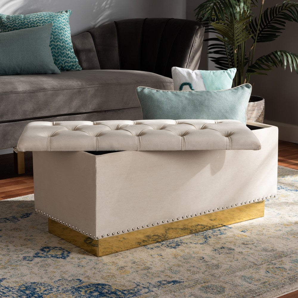 Baxton Studio - Powell Ottoman in Beige/gold - WS-2019-Beige Velvet/Gold-Otto view 8