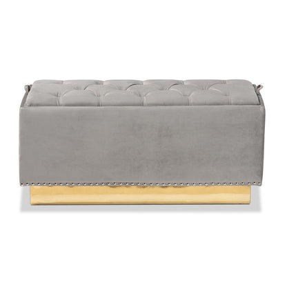 Baxton Studio - Powell Ottoman in Grey/gold - WS-2019-Grey Velvet/Gold-Otto view 3