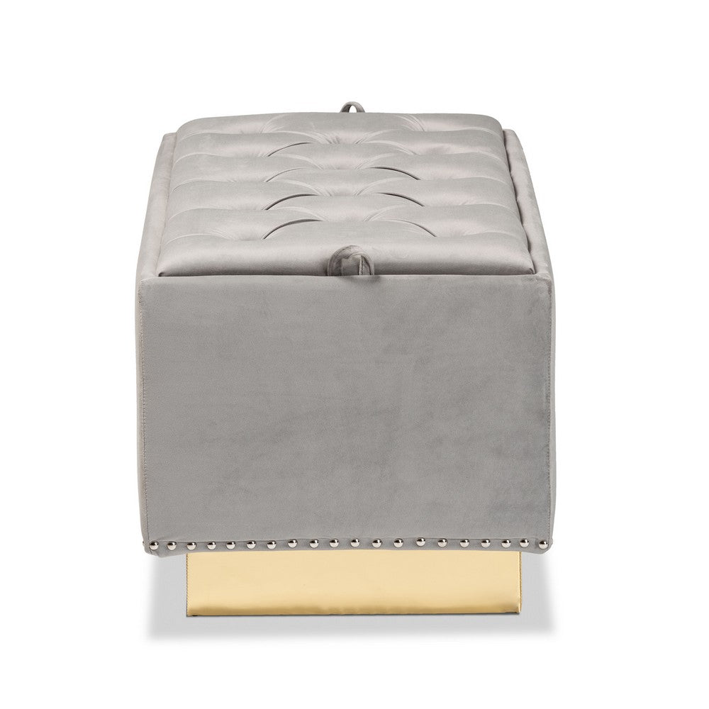 Baxton Studio - Powell Ottoman in Grey/gold - WS-2019-Grey Velvet/Gold-Otto view 4
