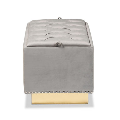 Baxton Studio - Powell Ottoman in Grey/gold - WS-2019-Grey Velvet/Gold-Otto view 4