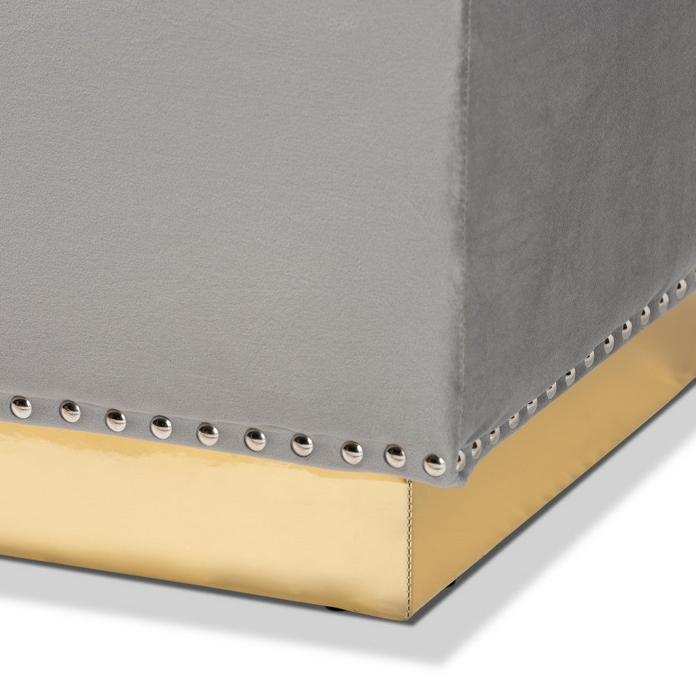Baxton Studio - Powell Ottoman in Grey/gold - WS-2019-Grey Velvet/Gold-Otto view 6