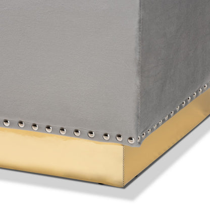 Baxton Studio - Powell Ottoman in Grey/gold - WS-2019-Grey Velvet/Gold-Otto view 6