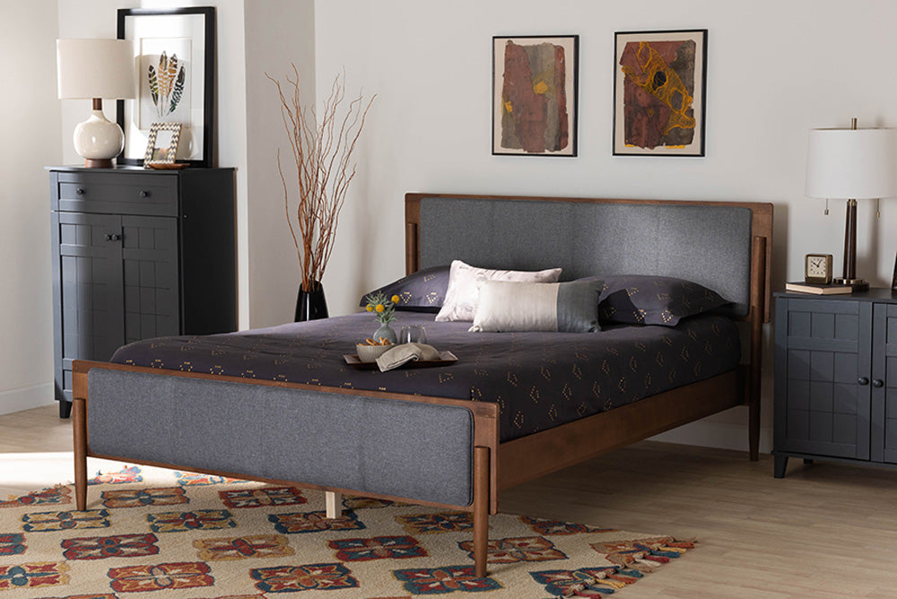 Baxton Studio - Powers King Size Bed - MG0089-1-Dark Grey/Ash Walnut-King view 5