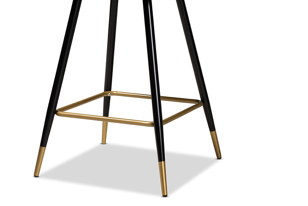 Baxton Studio - Preston Barstool Set of 2 - DC179-Emerald Green Velvet/Gold-BS view 6