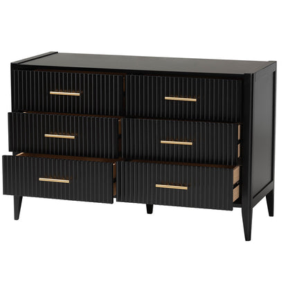Baxton Studio - Primrose Dresser in Black - SW8000-66D6D-6DW-Black-Dresser view 2