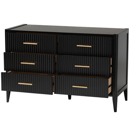 Baxton Studio - Primrose Dresser in Black - SW8000-66D6D-6DW-Black-Dresser view 2