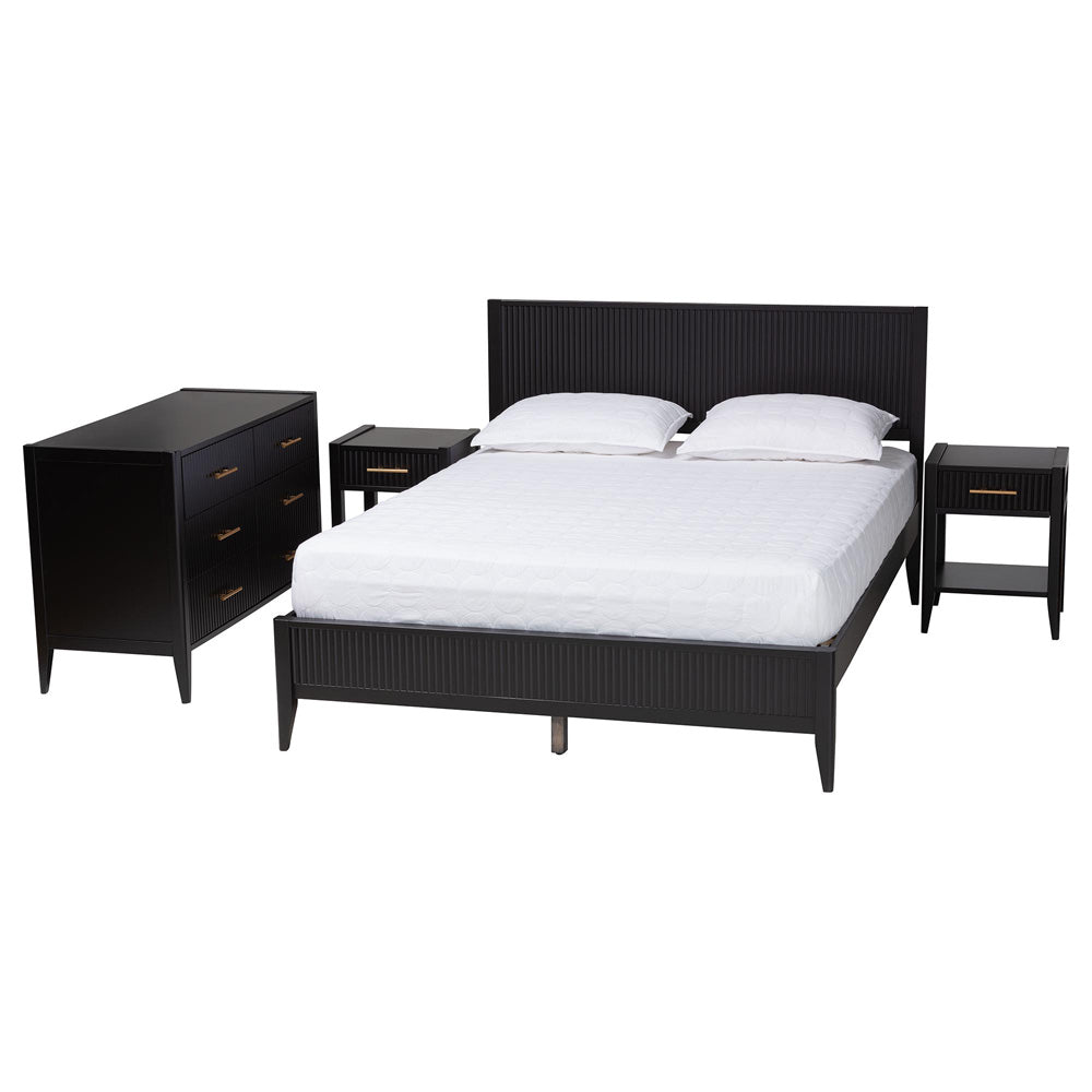 Baxton Studio - Primrose King Bedroom Set in Black - SW8596-Black-4PC King Bedroom Set view 1