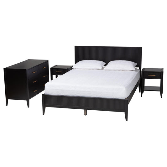 Baxton Studio - Primrose King Bedroom Set in Black - SW8596-Black-4PC King Bedroom Set view 1