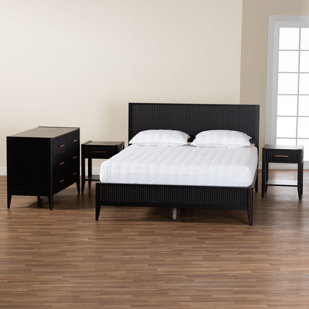 Baxton Studio - Primrose King Bedroom Set in Black - SW8596-Black-4PC King Bedroom Set view 11