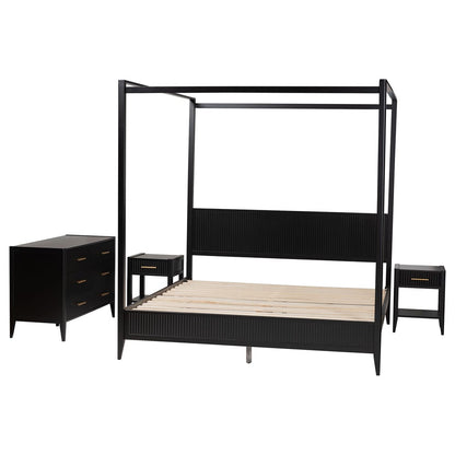 Baxton Studio - Primrose King Bedroom Set in Black - SW8609-Black-4PC CaNopy King Bedroom Set view 2