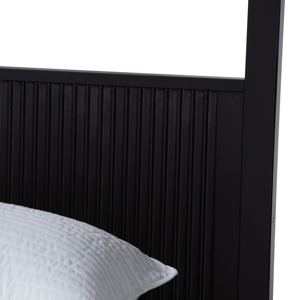 Baxton Studio - Primrose King Bedroom Set in Black - SW8609-Black-4PC CaNopy King Bedroom Set view 8