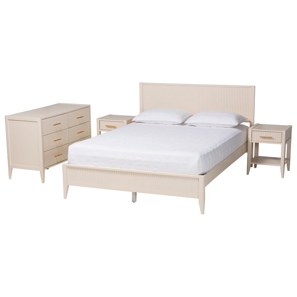 Baxton Studio - Primrose King Bedroom Set in Ivory - SW8596-Ivory-4PC King Bedroom Set view 1
