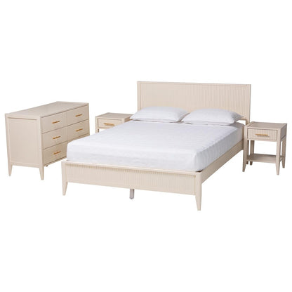 Baxton Studio - Primrose King Bedroom Set in Ivory - SW8596-Ivory-4PC King Bedroom Set view 1