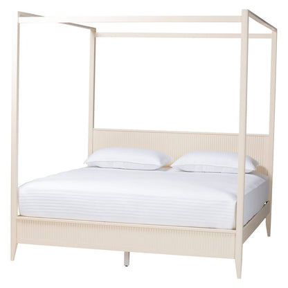 Baxton Studio - Primrose King Bedroom Set in Ivory - SW8609-Ivory-4PC CaNopy King Bedroom Set view 3