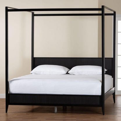 Baxton Studio - Primrose King Size Bed in Black - SW8609-Black-CaNopy King view 8