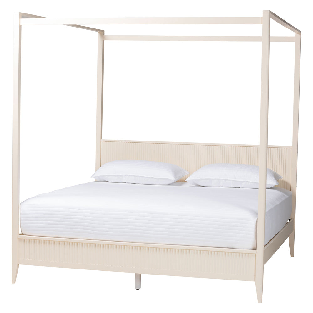 Baxton Studio - Primrose King Size Bed in Ivory - SW8609-Ivory-CaNopy King view 1