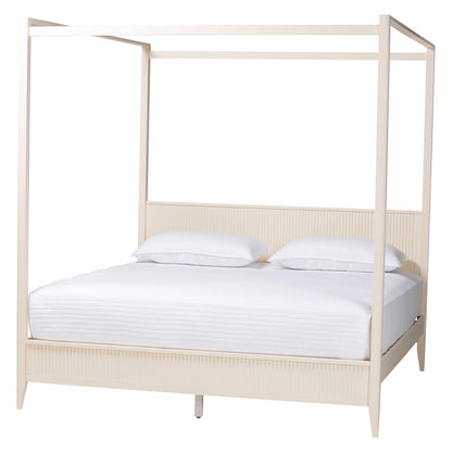Baxton Studio - Primrose King Size Bed in Ivory - SW8609-Ivory-CaNopy King view 1