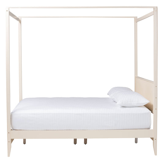Baxton Studio - Primrose King Size Bed in Ivory - SW8609-Ivory-CaNopy King view 2