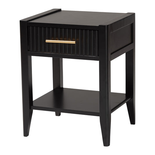 Baxton Studio - Primrose Nightstand in Black - SW8000-66NS-Black-NS view 1
