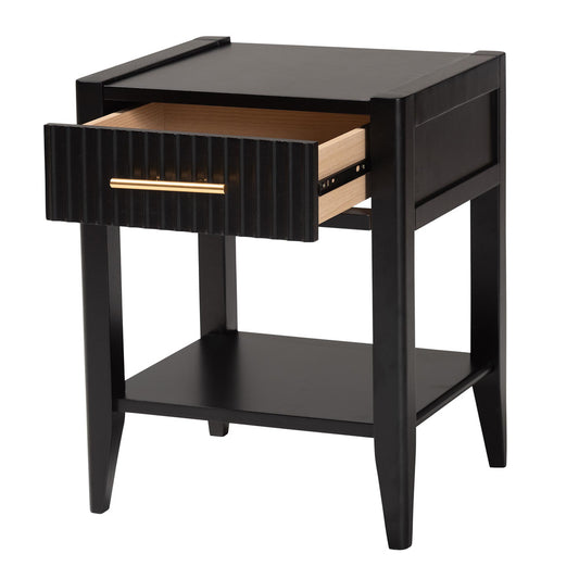 Baxton Studio - Primrose Nightstand in Black - SW8000-66NS-Black-NS view 2