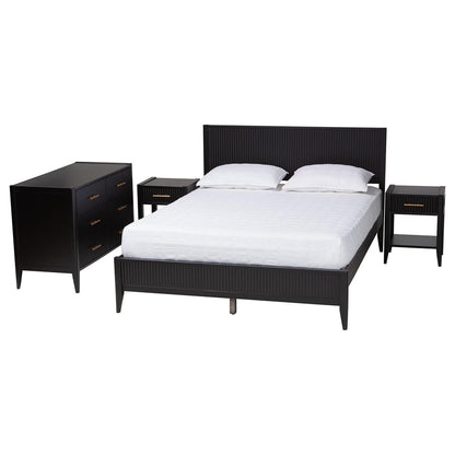 Baxton Studio - Primrose Queen Bedroom Set in Black - SW8596-Black-4PC Queen Bedroom Set view 1