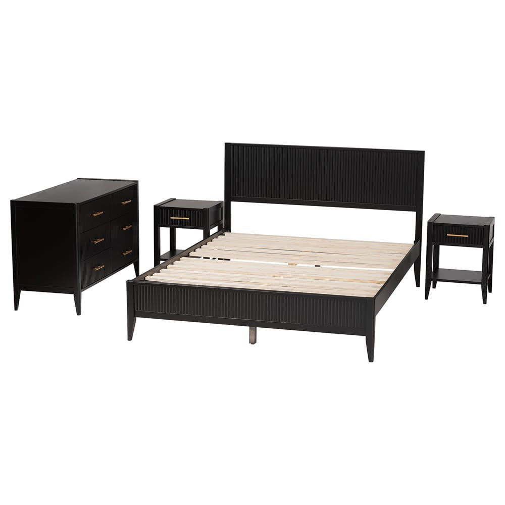 Baxton Studio - Primrose Queen Bedroom Set in Black - SW8596-Black-4PC Queen Bedroom Set view 2