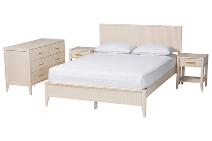 Baxton Studio - Primrose Queen Bedroom Set - SW8596-Ivory-4PC Queen Bedroom Set view 1