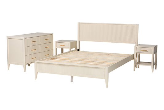 Baxton Studio - Primrose Queen Bedroom Set - SW8596-Ivory-4PC Queen Bedroom Set view 2