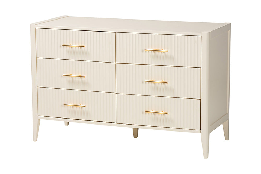 Baxton Studio - Primrose Queen Bedroom Set - SW8596-Ivory-4PC Queen Bedroom Set view 6