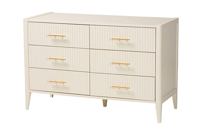 Baxton Studio - Primrose Queen Bedroom Set - SW8596-Ivory-4PC Queen Bedroom Set view 6