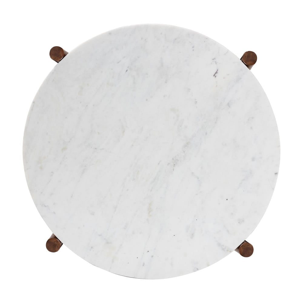 Baxton Studio - Quindalyn Coffee Table in Marble White/Walnut Brown - FUR6890-Natural Marble Top 2 Tier-CT view 3
