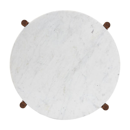 Baxton Studio - Quindalyn Coffee Table in Marble White/Walnut Brown - FUR6890-Natural Marble Top 2 Tier-CT view 3