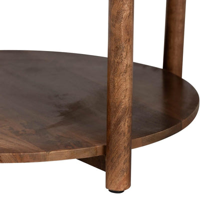 Baxton Studio - Quindalyn Coffee Table in Marble White/Walnut Brown - FUR6890-Natural Marble Top 2 Tier-CT view 4