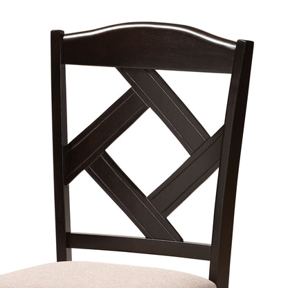 Baxton Studio - Quinlan Dining Set in Sand/Dark Brown - Quinlan-Dark Brown/Sand-5PC Dining Set view 5