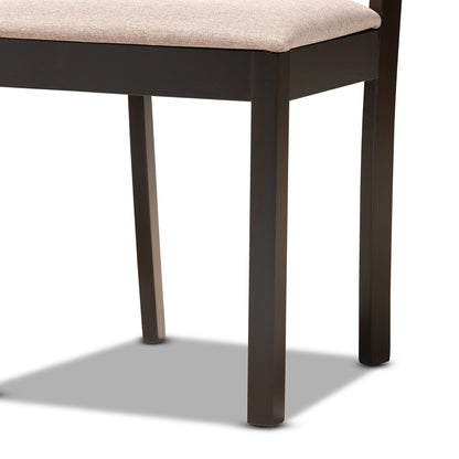 Baxton Studio - Quinlan Dining Set in Sand/Dark Brown - Quinlan-Dark Brown/Sand-5PC Dining Set view 6