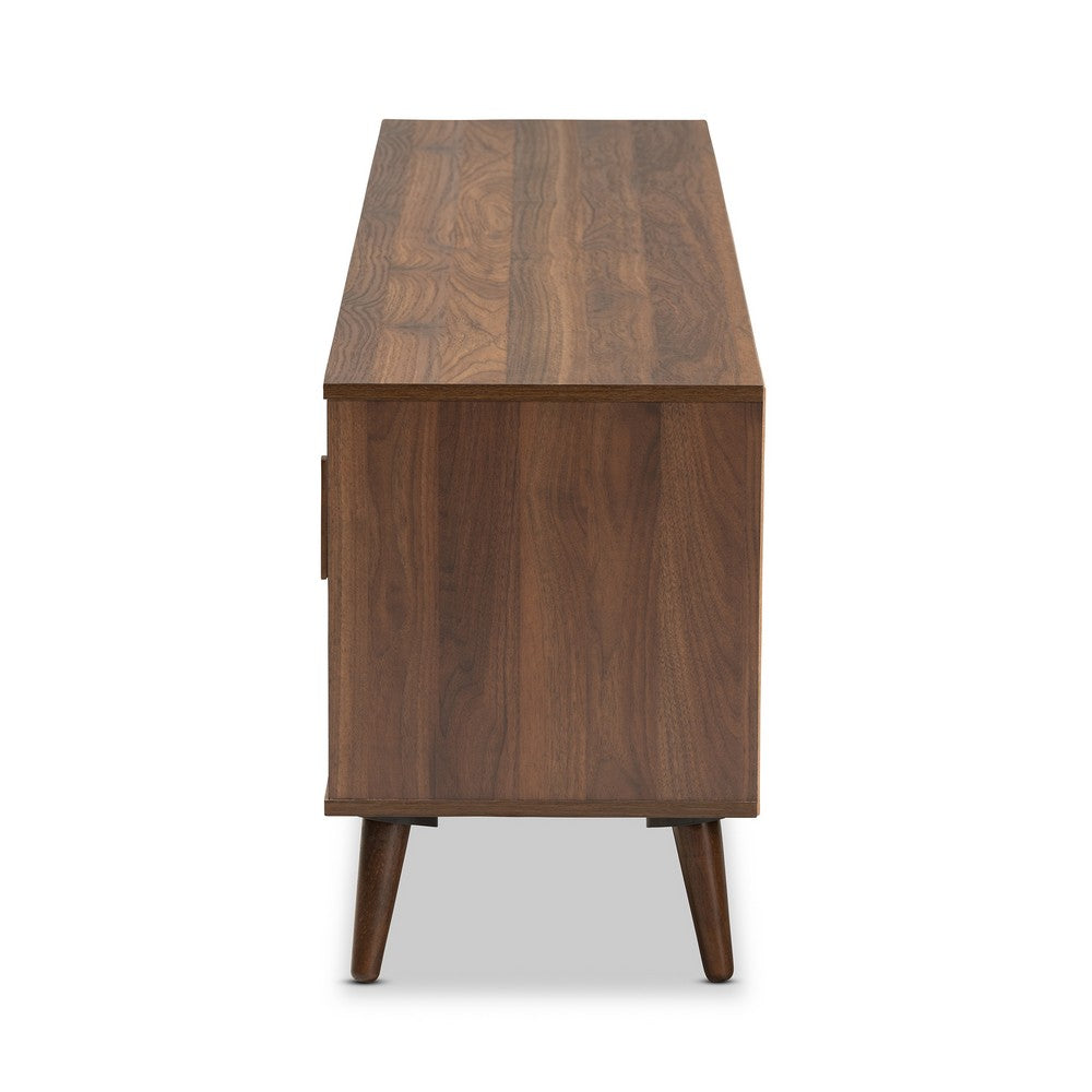 Baxton Studio - Quinn TV Stand in Walnut/White - TV8003-Columbia Walnut/White-TV view 4