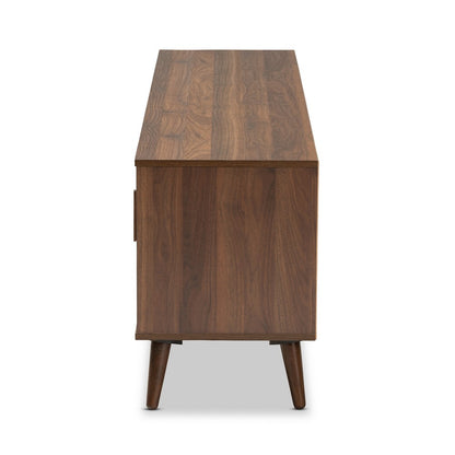 Baxton Studio - Quinn TV Stand in Walnut/White - TV8003-Columbia Walnut/White-TV view 4