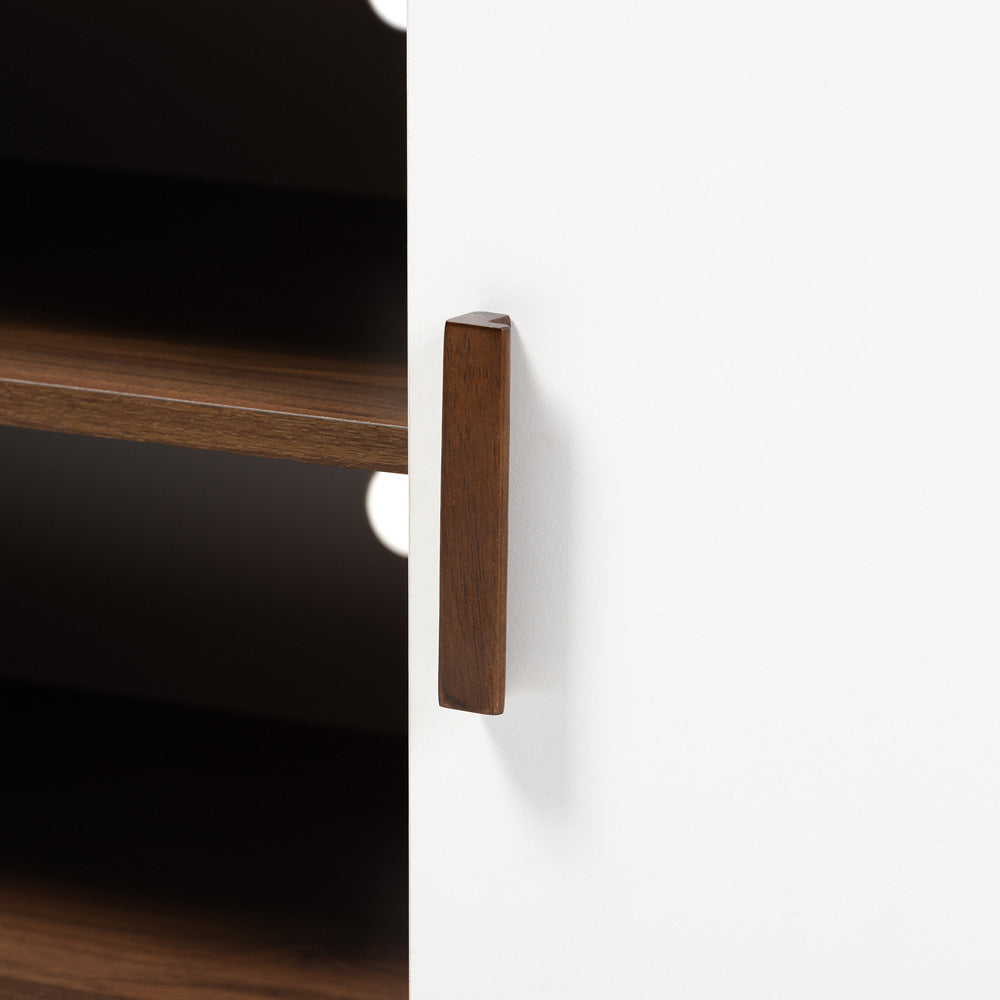 Baxton Studio - Quinn TV Stand in Walnut/White - TV8003-Columbia Walnut/White-TV view 5