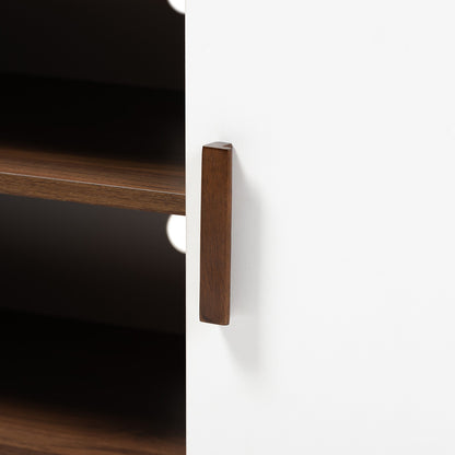 Baxton Studio - Quinn TV Stand in Walnut/White - TV8003-Columbia Walnut/White-TV view 5