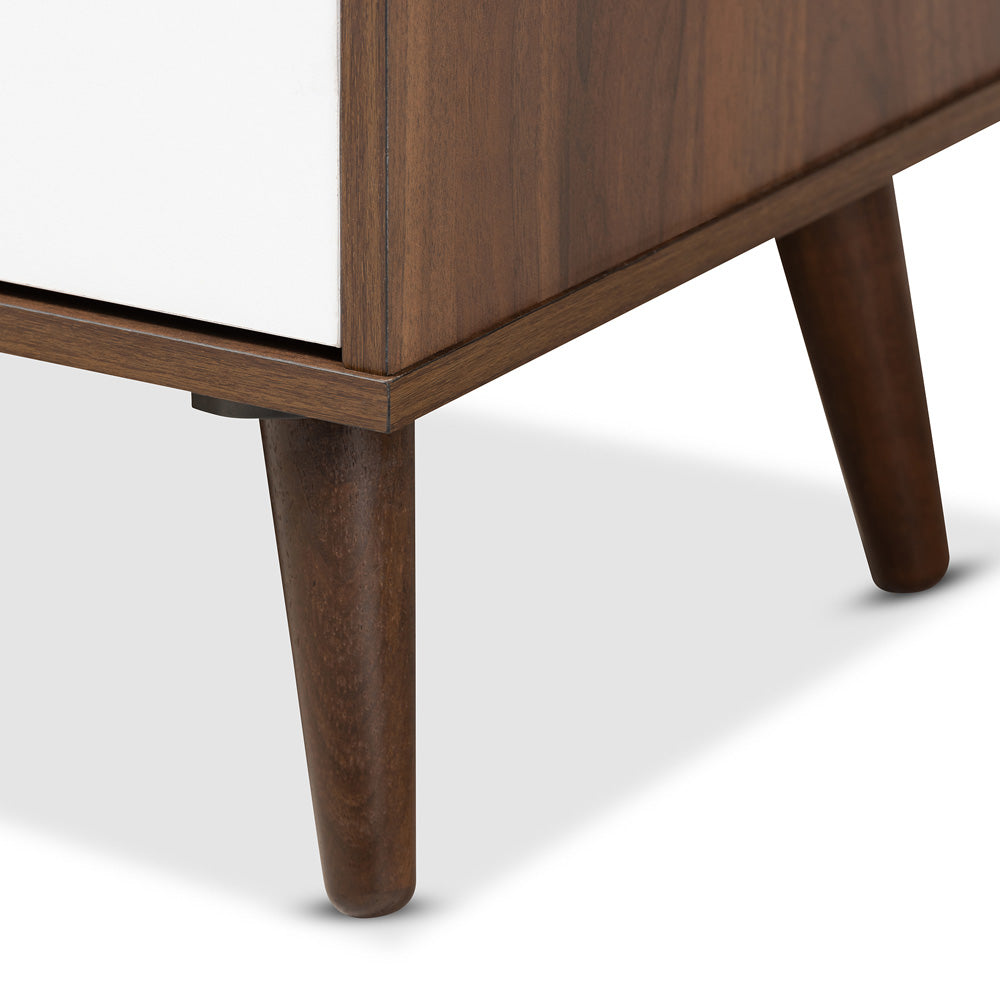 Baxton Studio - Quinn TV Stand in Walnut/White - TV8003-Columbia Walnut/White-TV view 6