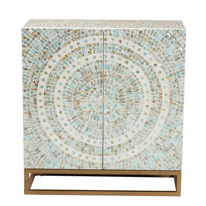 Baxton Studio - Quintus Storage Cabinet in Mosaic Multicolor/White/Gold - F232-FT53-Cabinet view 3