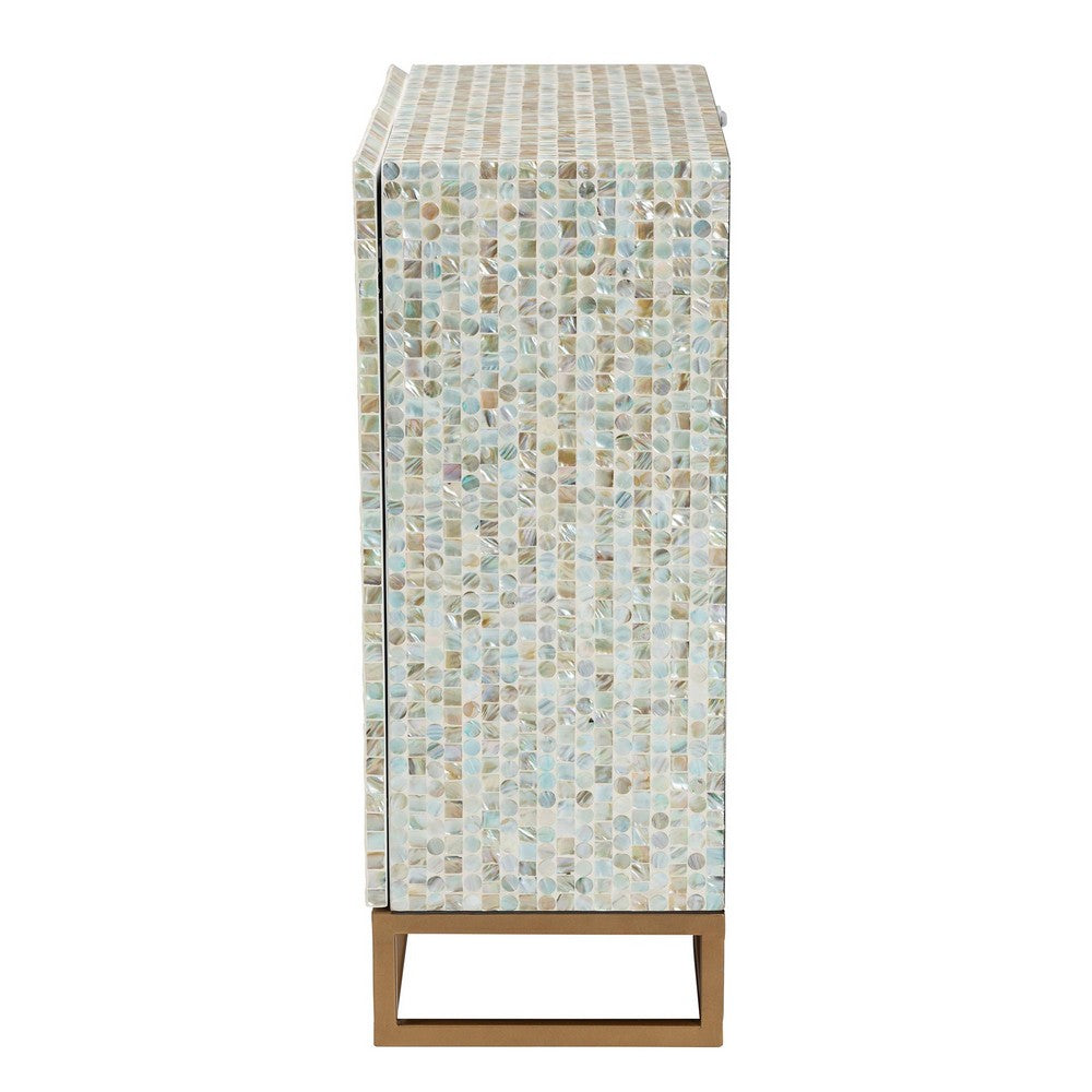 Baxton Studio - Quintus Storage Cabinet in Mosaic Multicolor/White/Gold - F232-FT53-Cabinet view 4