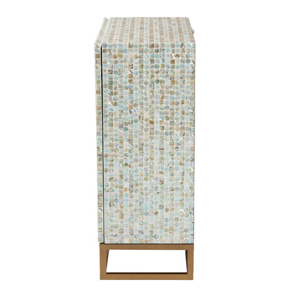 Baxton Studio - Quintus Storage Cabinet in Mosaic Multicolor/White/Gold - F232-FT53-Cabinet view 4
