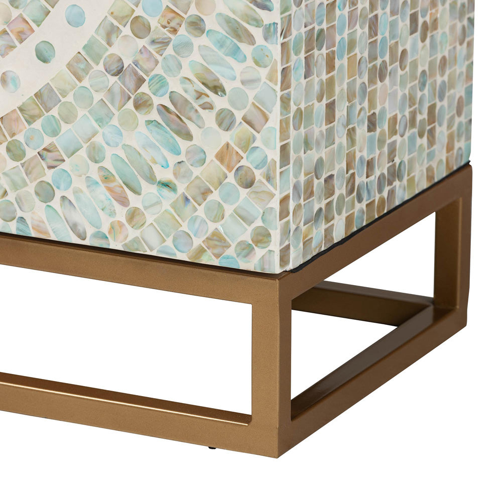 Baxton Studio - Quintus Storage Cabinet in Mosaic Multicolor/White/Gold - F232-FT53-Cabinet view 6