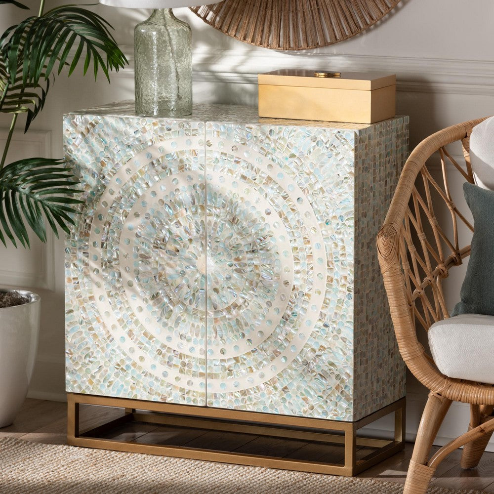 Baxton Studio - Quintus Storage Cabinet in Mosaic Multicolor/White/Gold - F232-FT53-Cabinet view 8
