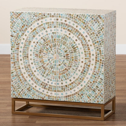 Baxton Studio - Quintus Storage Cabinet in Mosaic Multicolor/White/Gold - F232-FT53-Cabinet view 9