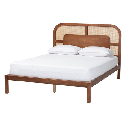 Baxton Studio - Raewyn Queen Size Bed in Walnut Brown/Brown - MG0255-5703R Rattan/Walnut-Queen view 1