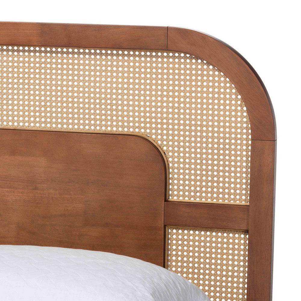 Baxton Studio - Raewyn Queen Size Bed in Walnut Brown/Brown - MG0255-5703R Rattan/Walnut-Queen view 4